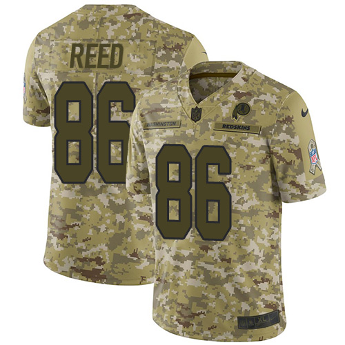 Washington Commanders #86 Jordan Reed Camo Men's Stitched Limited 2018 Salute To Service Jersey Men's