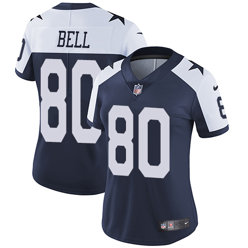 Dallas Cowboys #80 Blake Bell Navy Blue Thanksgiving Women's Stitched Vapor Throwback Limited Jersey Womens