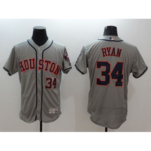 Houston Astros #34 Nolan Ryan Grey Flexbase Authentic Collection Stitched Jersey Men's