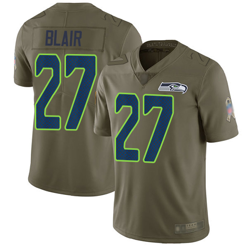 Seattle Seahawks #27 Marquise Blair Olive Men's Stitched Limited 2017 Salute To Service Jersey Men's