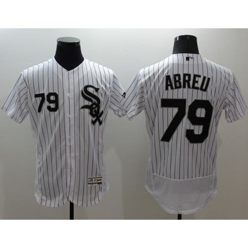 Chicago White Sox #79 Jose Abreu White(Black Strip) Flexbase Authentic Collection Stitched Jersey Men's