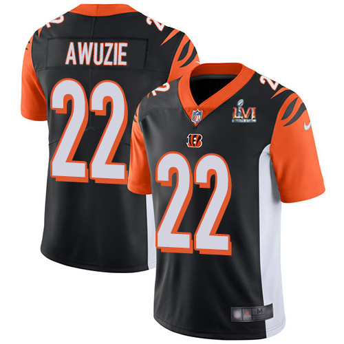 Cincinnati Bengals #22 Chidobe Awuzie Black Team Color Super Bowl LVI Patch Men's Stitched Vapor Untouchable Limited Jersey Youth