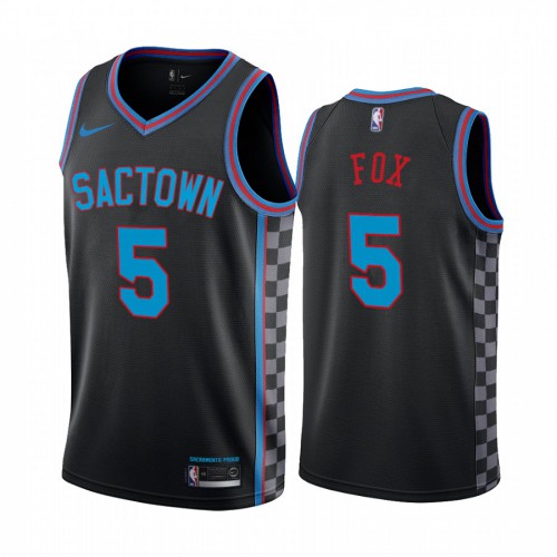 Sacramento Kings #5 DeAaron Fox Black Womens Swingman 2020-21 City Edition Jersey Womens