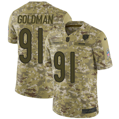 Chicago Bears #91 Eddie Goldman Camo Men's Stitched Limited 2018 Salute To Service Jersey Men's