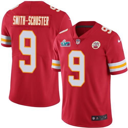Chiefs #9 JuJu Smith-Schuster Red Team Color Super Bowl LVII Patch Men's Stitched Vapor Untouchable Limited Jersey