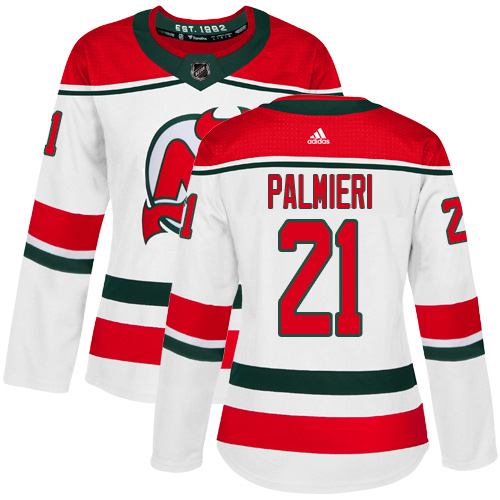Adidas New Jersey Devils #21 Kyle Palmieri White Alternate Authentic Women's Stitched Jersey Womens