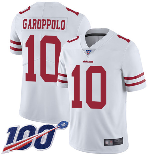 49ers #10 Jimmy Garoppolo White Youth Stitched 100th Season Vapor Limited Jersey