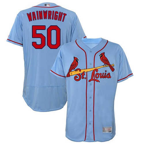 St.Louis Cardinals #50 Adam Wainwright Light Blue Flexbase Authentic Collection Stitched Jersey Men's