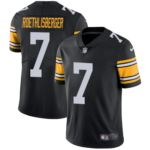 Pittsburgh Steelers #7 Ben Roethlisberger Black Alternate Youth Stitched Vapor Untouchable Limited Jersey Youth