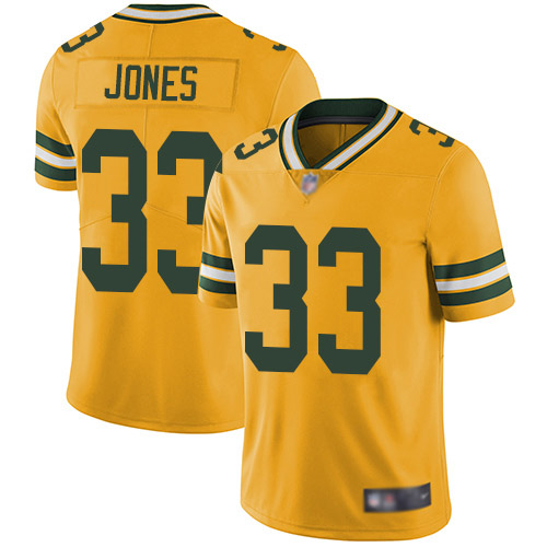 Packers #33 Aaron Jones Yellow Youth Stitched Limited Rush Jersey