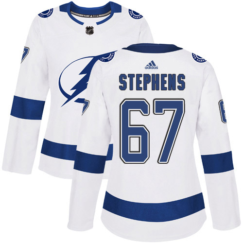 Adidas Tampa Bay Lightning #67 Mitchell Stephens White Road Authentic Women's Stitched Jersey Womens