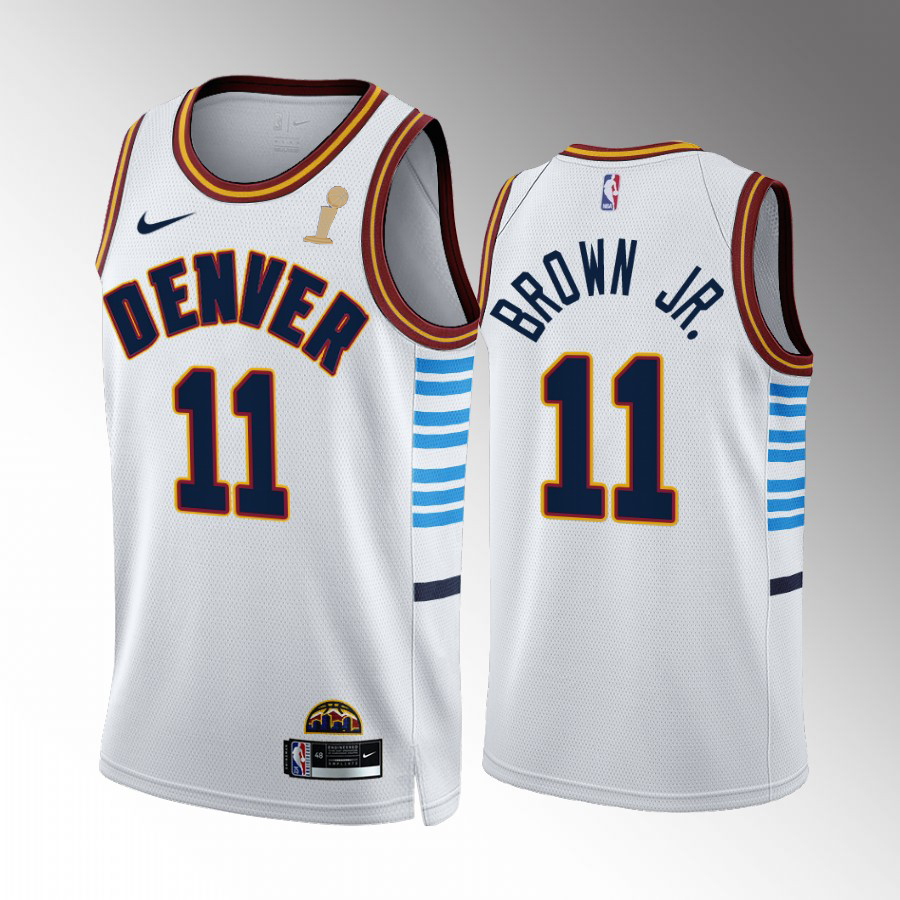 Denver Nuggets #11 Bruce Brown Jr. White 2023 Finals Champions Men's City Edition Jersey