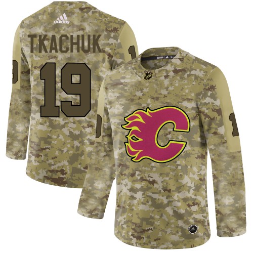 Adidas Calgary Flames #19 Matthew Tkachuk Camo Authentic Stitched Jersey Men's
