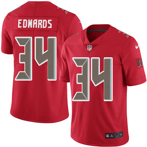 Tampa Bay Buccaneers #34 Mike Edwards Red Men's Stitched Limited Rush Jersey Men's