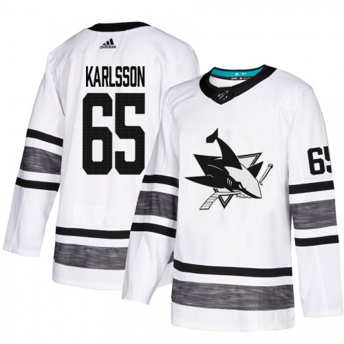 Adidas San Jose Sharks #65 Erik Karlsson White Authentic 2019 All-Star Stitched Jersey Men's
