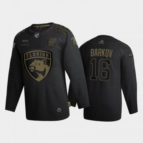Florida Florida Panthers #16 Aleksander Barkov Men's Adidas 2020 Veterans Day Authentic Jersey - Black Men's