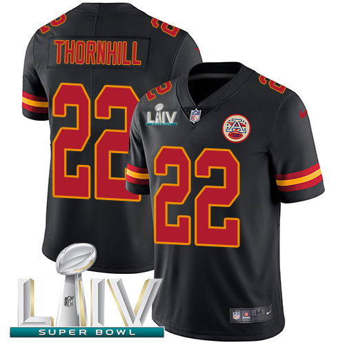 Kansas City Chiefs #22 Juan Thornhill Black Super Bowl LIV 2020 Men's Stitched Limited Rush Jersey Men's