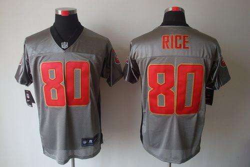 49ers #80 Jerry Rice Grey Shadow Men's Stitched Elite Jersey