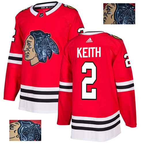 Adidas Chicago Blackhawks #2 Duncan Keith Red Home Authentic Fashion Gold Stitched Jersey Men's