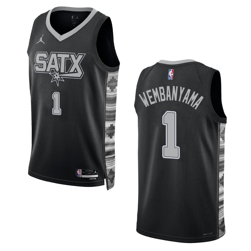 San Antonio Spurs #1 Victor Wembanyama Unisex Black 2022-23 Swingman Jersey - Statement Edition