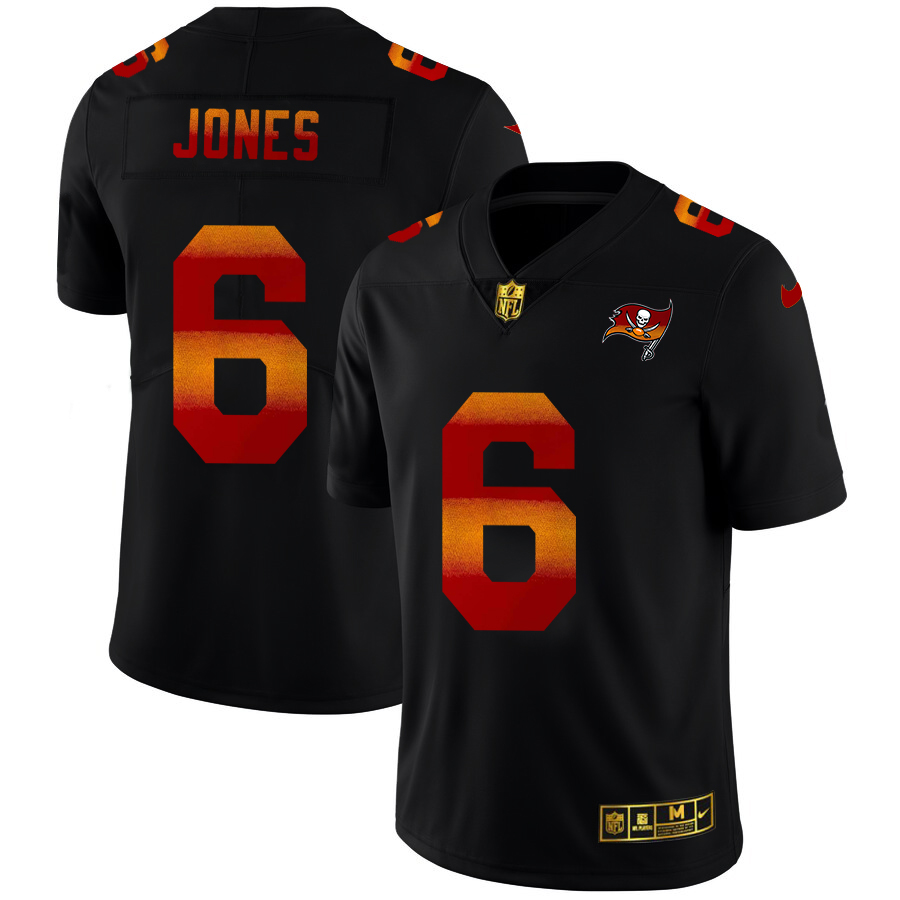 Tampa Bay Buccaneers #6 Julio Jones Men's Black Red Orange Stripe Vapor Limited Jersey