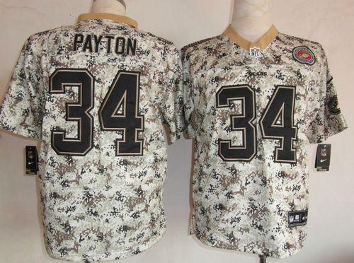 Bears #34 Walter Payton Camo Men's Stitched Elite USMC Jersey