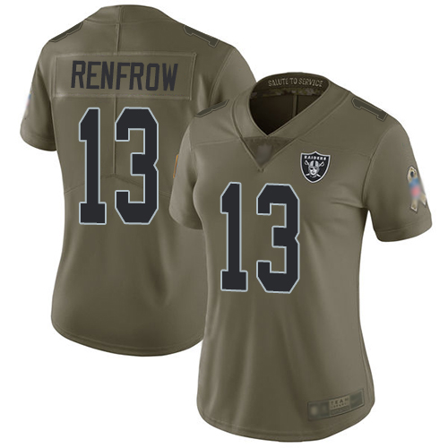 Las Vegas Raiders #13 Hunter Renfrow Olive Women's Stitched Limited 2017 Salute to Service Jersey Womens