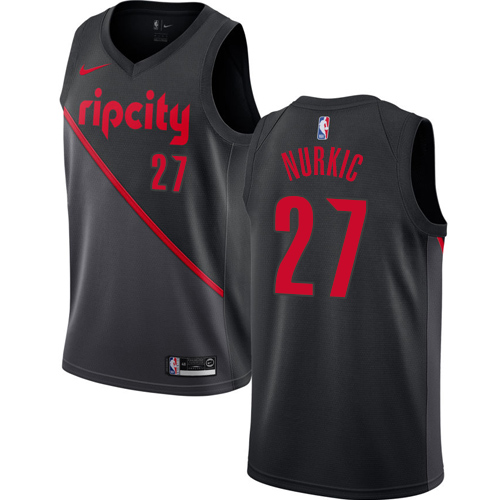 Portland Trail Blazers #27 Jusuf Nurkic Black Swingman City Edition 2018/19 Jersey Mens