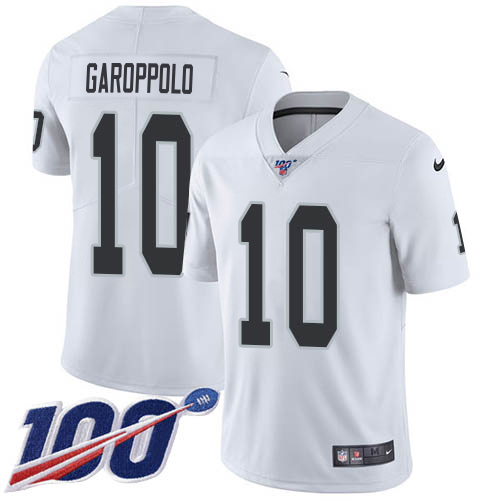 Raiders #10 Jimmy Garoppolo White Youth Stitched 100th Season Vapor Limited Jersey