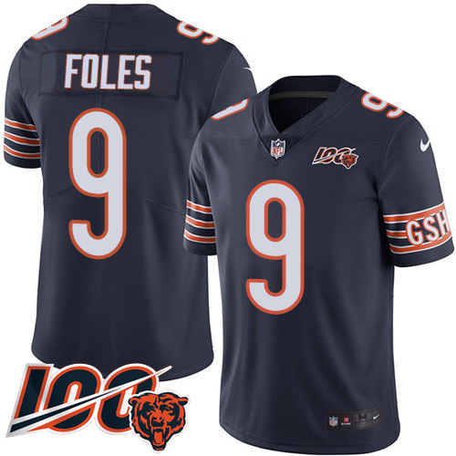 Chicago Bears #9 Nick Foles Navy Blue Team Color Youth Stitched 100th Season Vapor Untouchable Limited Jersey Youth