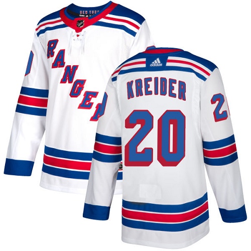 Adidas New York Rangers #20 Chris Kreider White Road Authentic Stitched Jersey Men's