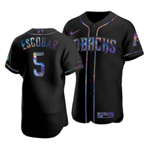 Arizona Arizona Diamondbacks #5 Eduardo Escobar Men's Iridescent Holographic Collection Jersey - Black Men's