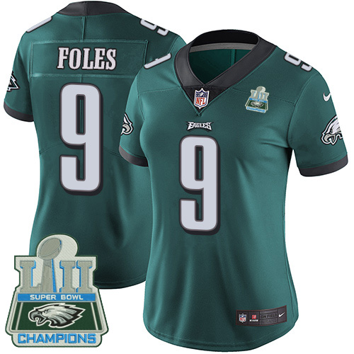 Philadelphia Eagles #9 Nick Foles Midnight Green Team Color Super Bowl LII Champions Women's Stitched Vapor Untouchable Limited Jersey Womens