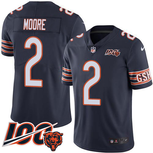 Bears #2 D.J. Moore Navy Blue Team Color Youth Stitched 100th Season Vapor Limited Jersey