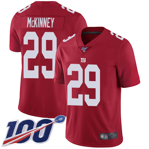 New York Giants #29 Xavier McKinney Red Men's Stitched Limited Inverted Legend 100th Season Jersey Men's