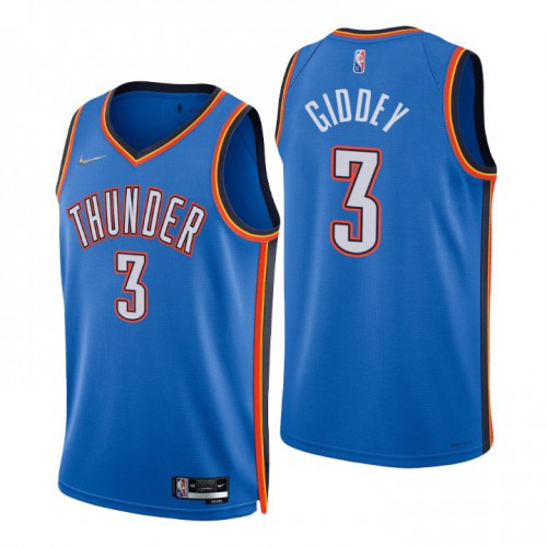 Oklahoma City Thunder #3 Josh Giddey Blue Mens 2021-22 75th Anniversary Diamond Swingman Jersey - Icon Edition Mens