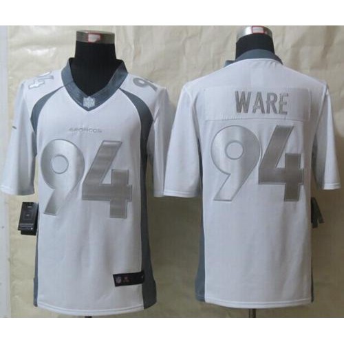 Denver Broncos #94 DeMarcus Ware White Men's Stitched Limited Platinum Jersey Men's