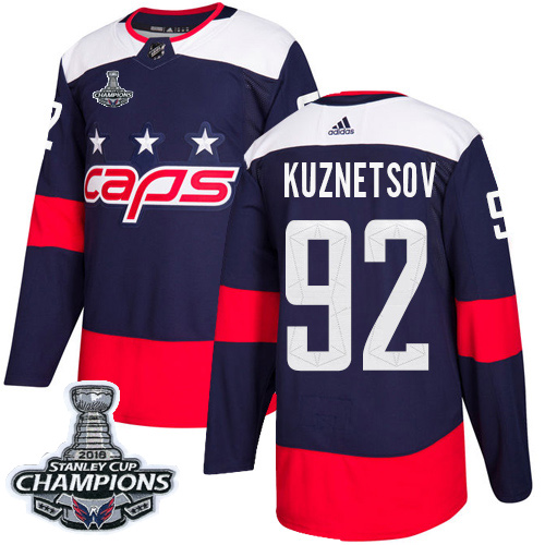Adidas Washington Capitals #92 Evgeny Kuznetsov Navy Authentic 2018 Stadium Series Stanley Cup Final Champions Stitched Youth Jersey Youth