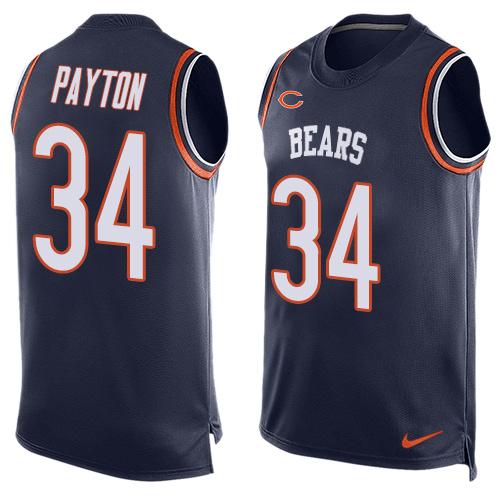 Bears #34 Walter Payton Navy Blue Team Color Men's Stitched Limited Tank Top Jersey