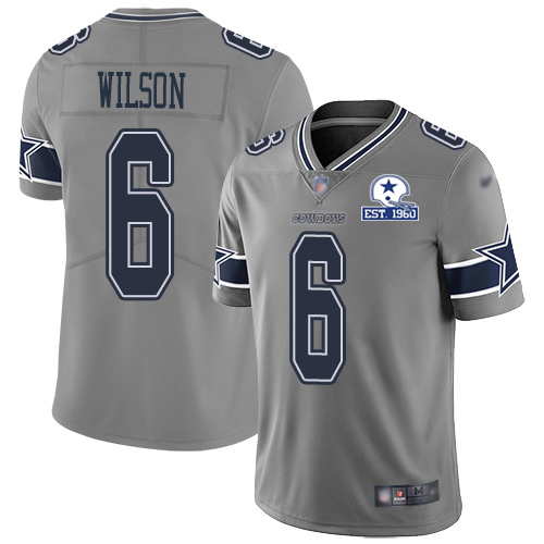 Cowboys #6 Donovan Wilson Gray Men's Stitched With Established In 1960 Patch Limited Inverted Legend Jersey