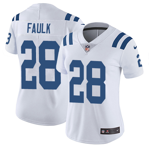 Indianapolis Colts #28 Marshall Faulk White Women's Stitched Vapor Untouchable Limited Jersey Womens