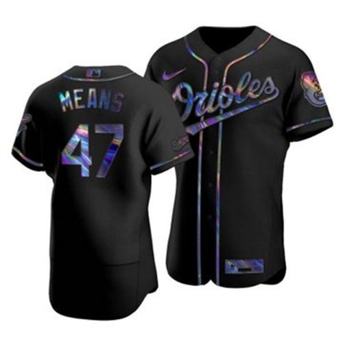 Baltimore Baltimore Orioles #47 John Means Men's Iridescent Holographic Collection Jersey - Black Men's