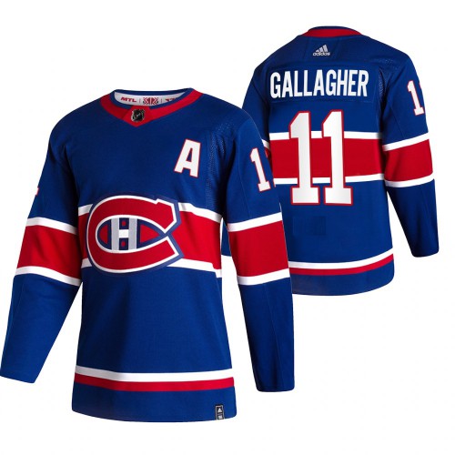 Montreal Montreal Canadiens #11 Brendan Gallagher Blue Men's Adidas 2020-21 Reverse Retro Alternate Jersey Men's