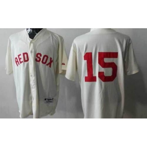Boston Red Sox #15 Dustin Pedroia Cream Cool Base Stitched Jersey Men's