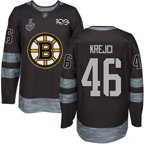 Adidas Boston Bruins #46 David Krejci Black 1917-2017 100th Anniversary Stanley Cup Final Bound Stitched Jersey Men's