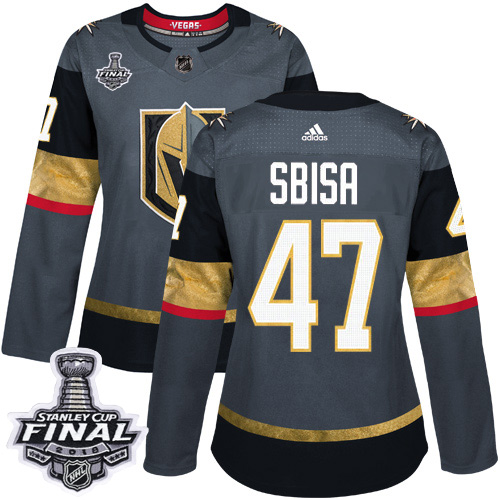 Adidas Golden Vegas Golden Knights #47 Luca Sbisa Grey Home Authentic 2018 Stanley Cup Final Women's Stitched Jersey Womens