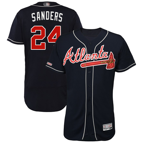 Atlanta Braves #24 Deion Sanders Navy Blue Flexbase Authentic Collection Stitched Jersey Men's
