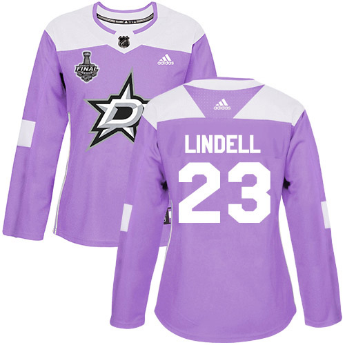 Adidas Dallas Stars #23 Esa Lindell Purple Authentic Fights Cancer Women's 2020 Stanley Cup Final Stitched Jersey Womens