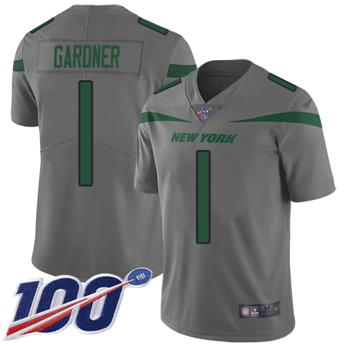 Jets #1 Ahmad Sauce Gardner Gray Men's Stitched Limited Inverted Legend 100th Season Jersey