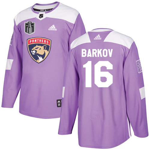 Adidas Lightning #16 Aleksander Barkov Purple 2023 Stanley Cup Final Patch Authentic Fights Cancer Stitched Youth Jersey